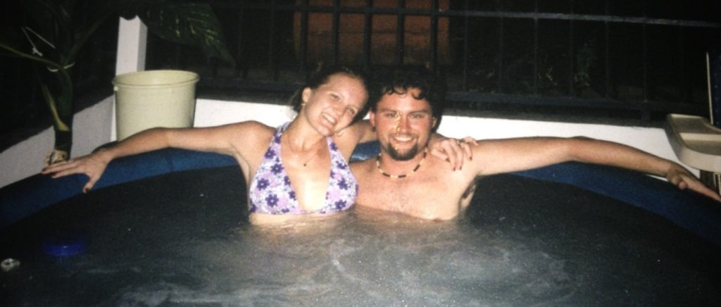 annette and lew in hot tub in curacao